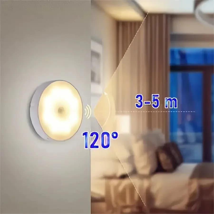 מנורת מיטה LED עם חיישן תנועה, נטענת, לבנה