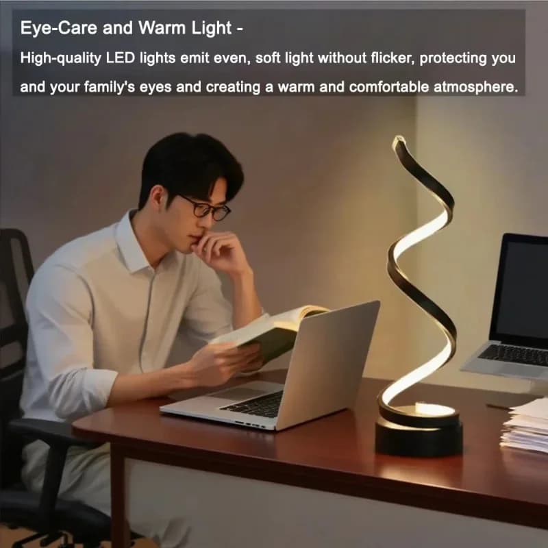 מנורת שולחן LED ספירלית, 3 טמפרטורות צבע
