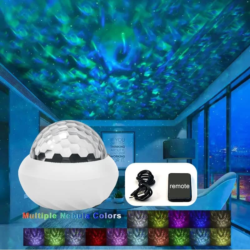 מקרן אור לילה RGB Aurora עם שלט רחוק