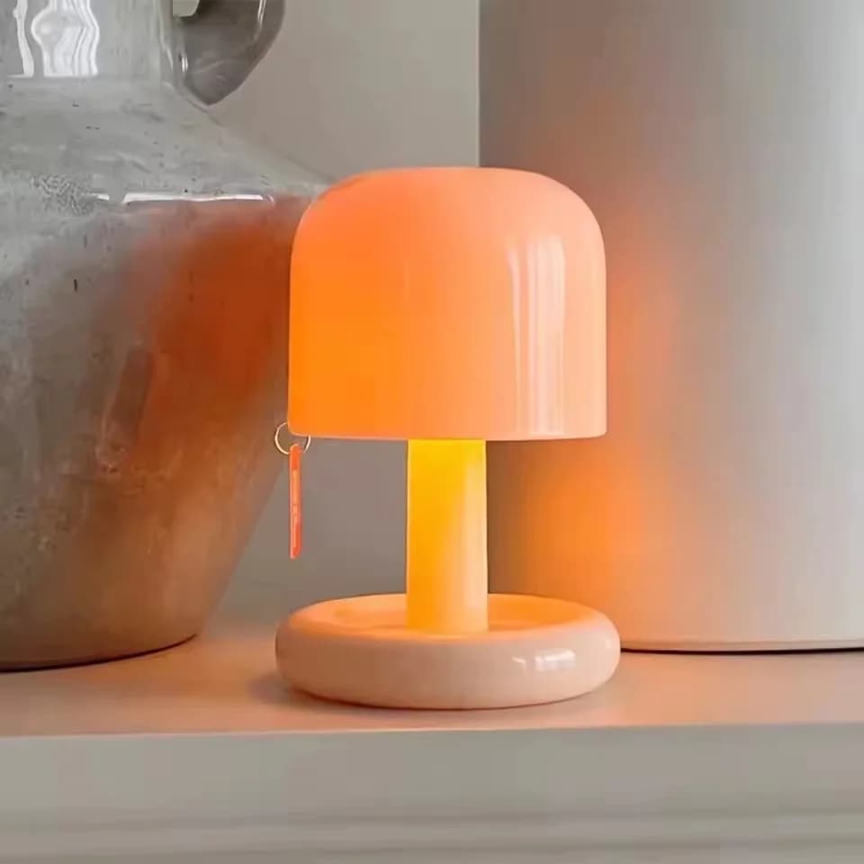 מנורת שקיעה בצורת פטרייה נטענת, תאורת לילה LED עם שליטה מגע