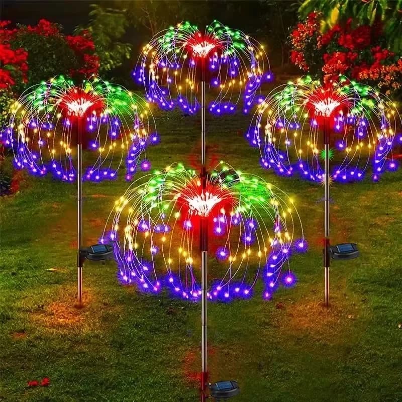 תאורת גינה סולארית LED בצורת פרחי רקפת וזיקוקים
