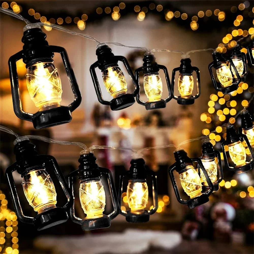 שרשרת נורות LED לבן חם על אנרגיה סולארית לגינה