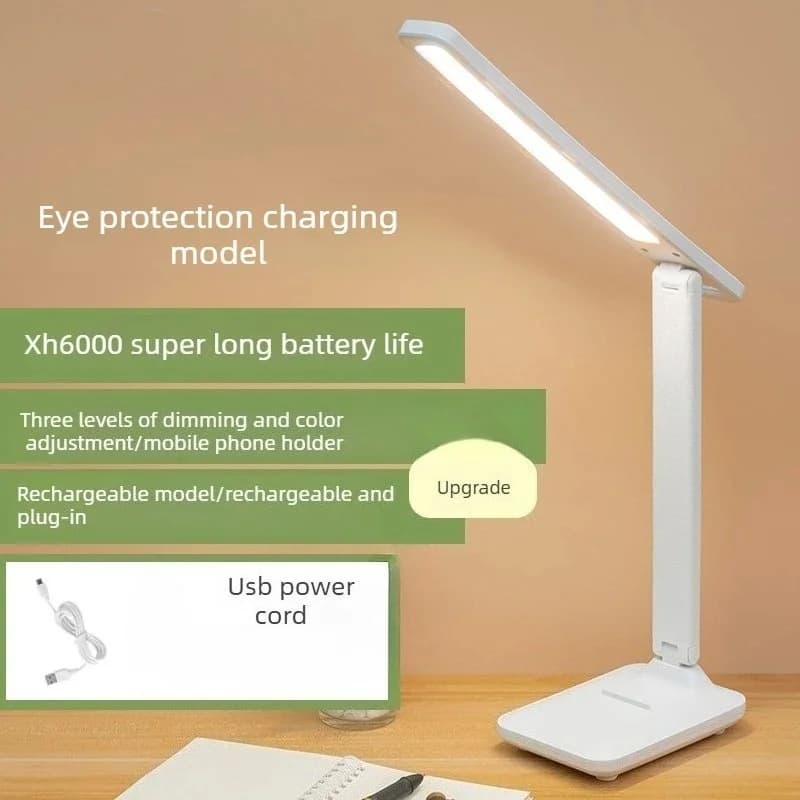 מנורת שולחן LED מתקפלת נטענת USB עם מעמד לטלפון