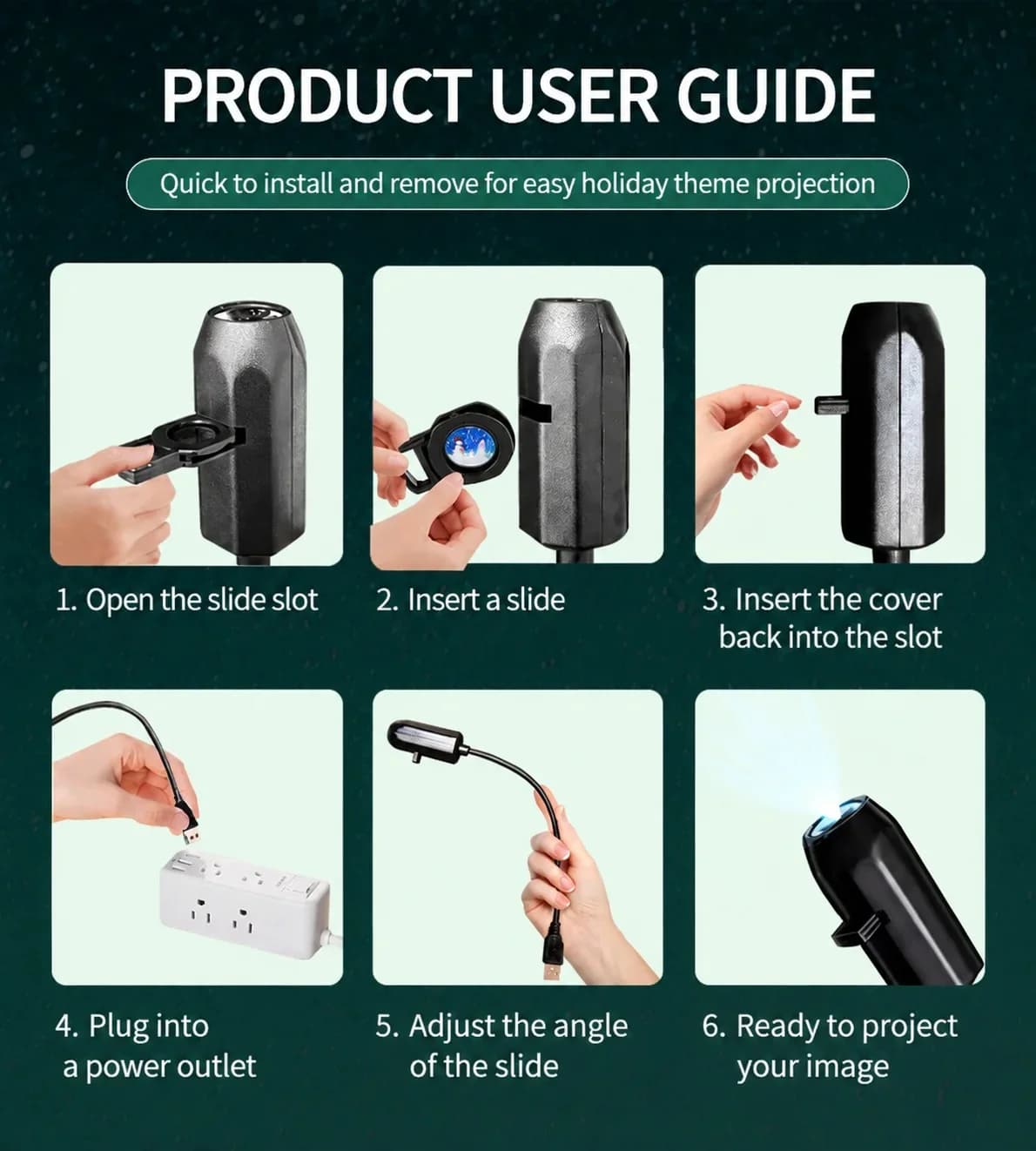 מקרן תאורת לילה USB עם דוגמאות בסדרת האוקיינוס