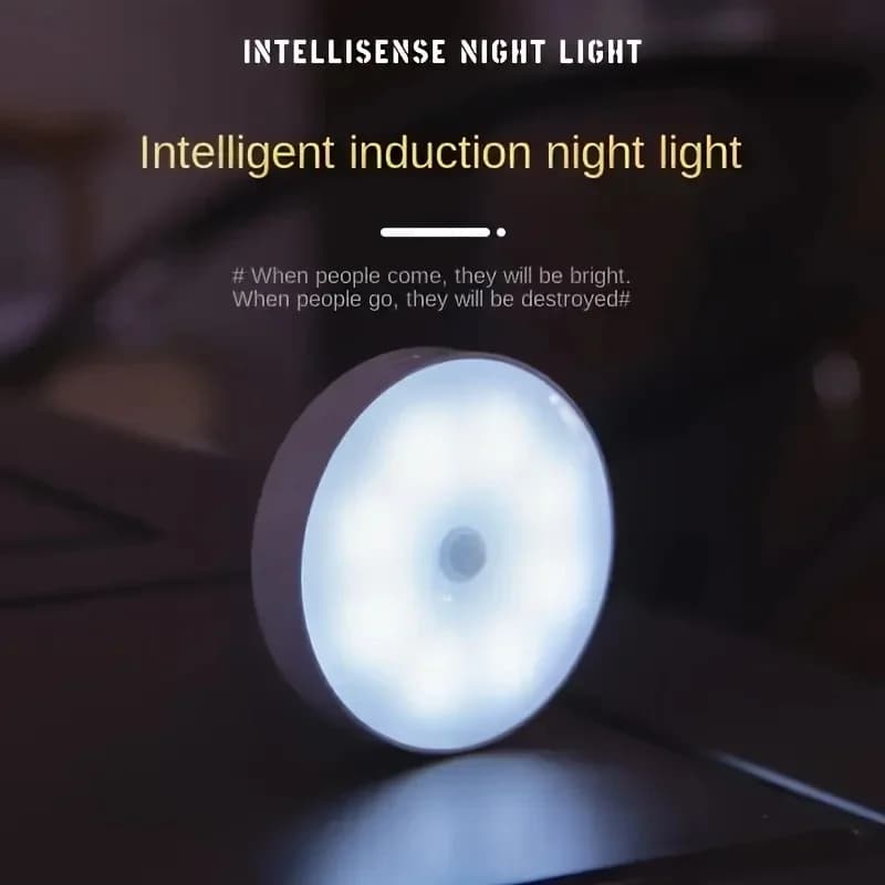 מנורת מיטה LED עם חיישן תנועה, נטענת, לבנה